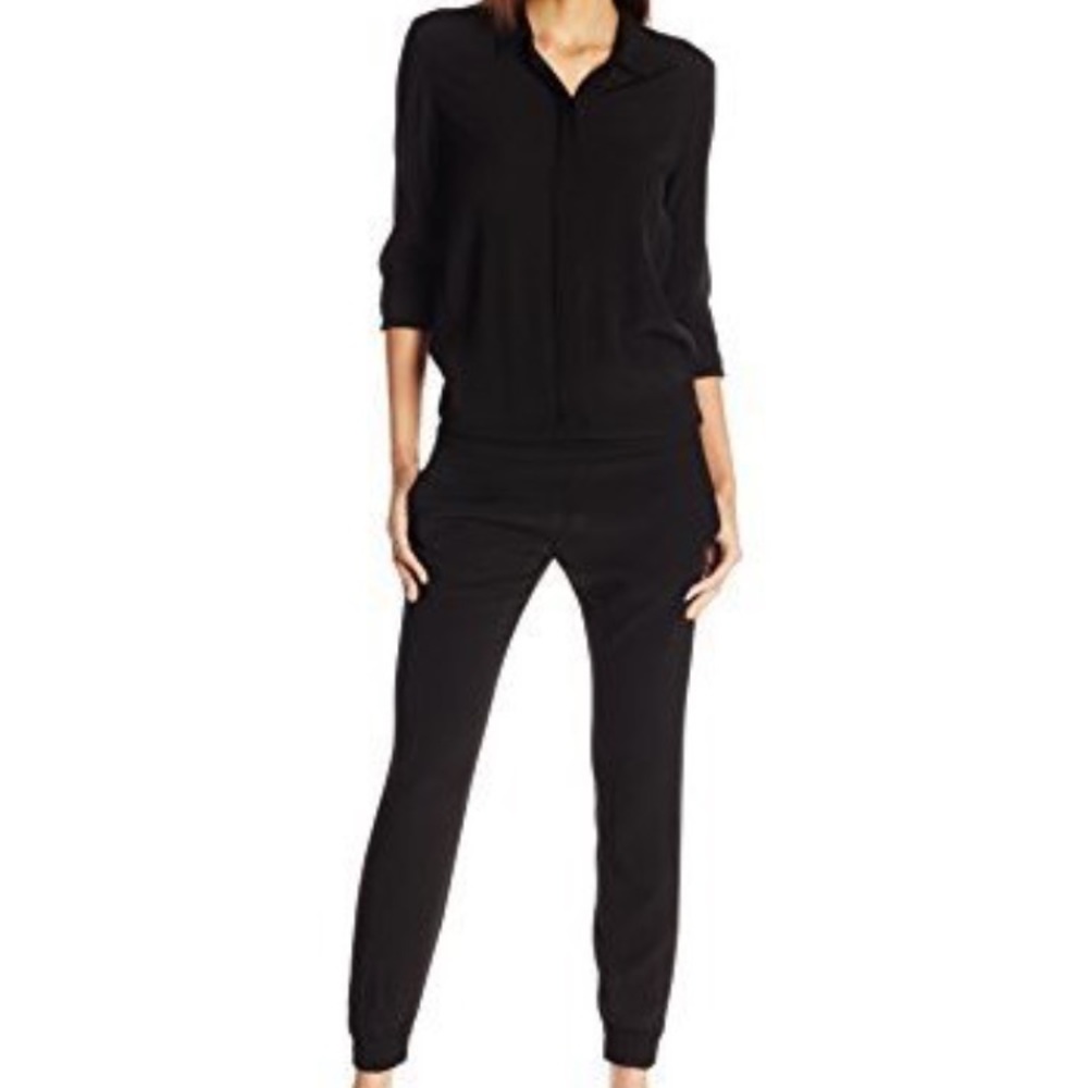 Monrow Crepe Long Sleeve Jumpsuit Romper